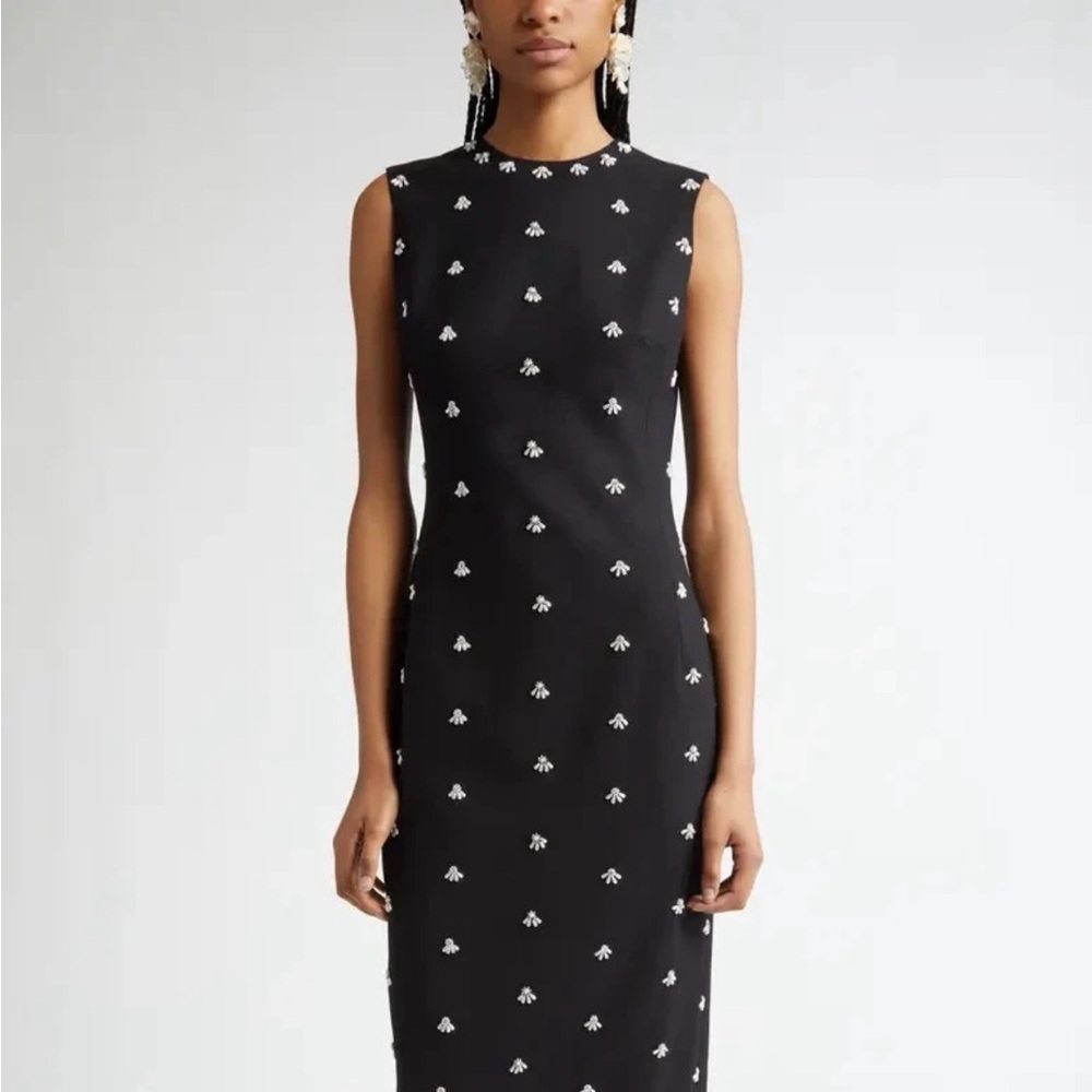 Oscar de la Renta Cabochon Embroidered Sleeveless Cocktail Dress